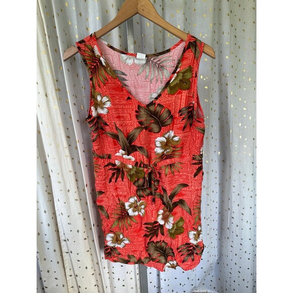 Palmwave Hawaii Hawaiian Tribal Tropical Swim Cover Up Drawstring Waist Dress S - Picture 2 of 4